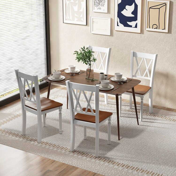 Wooden Farmhouse Kitchen Chairs with Rubber Wood Seat - 18" x 19" x 38"