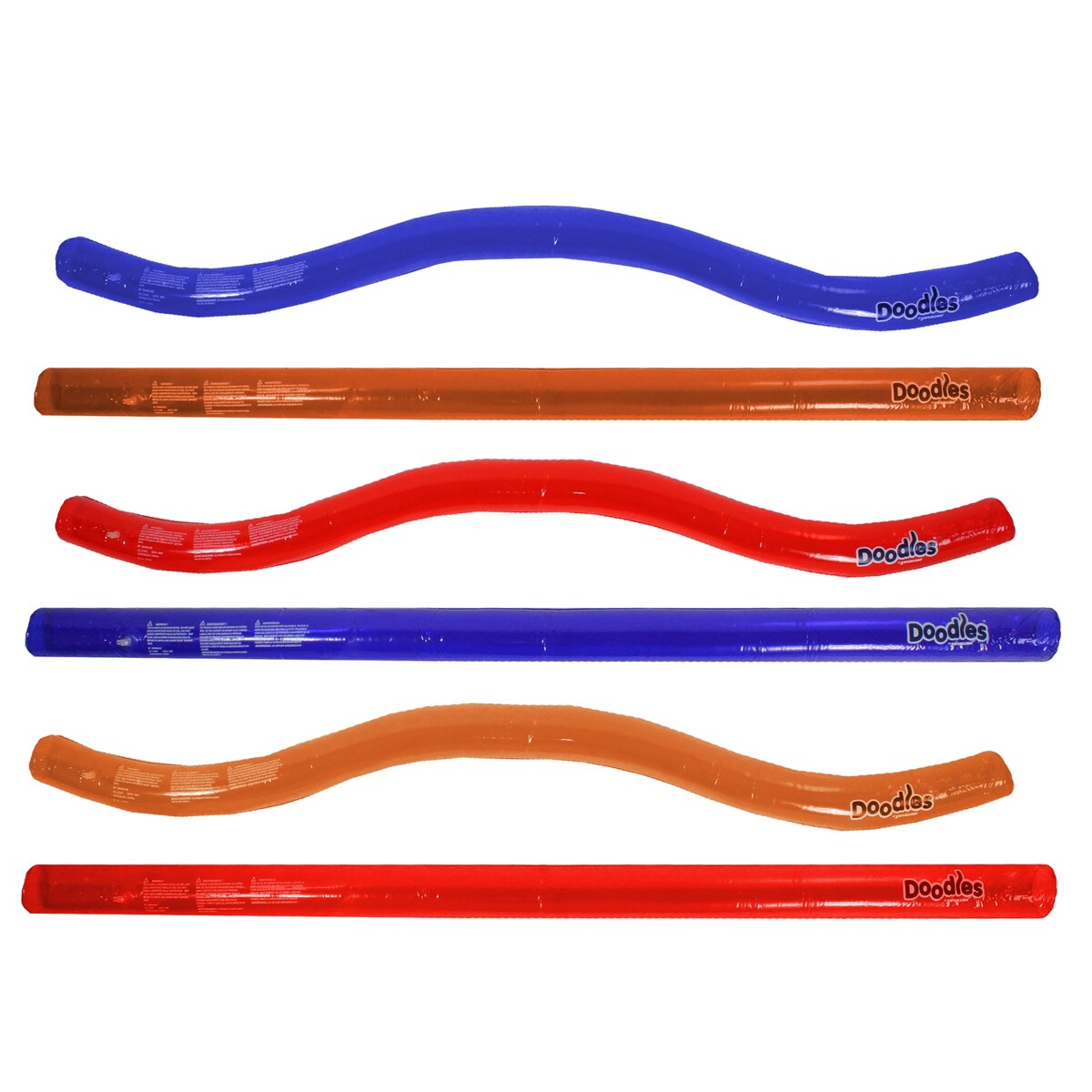 Set of 6 Inflatable Blue and Red Swimming Pool Doodles 72"