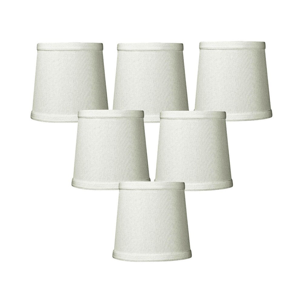 Set of 6 Light Oatmeal Linen Drum Chandelier Clip-On Lampshade 4x5x5