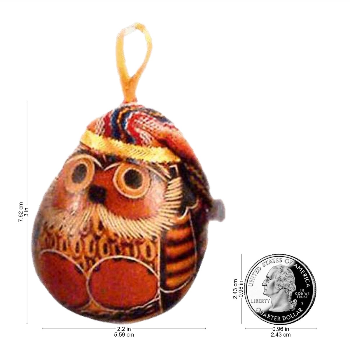 Set of 6 Mate Gourd 'Christmas Owls' Ornaments