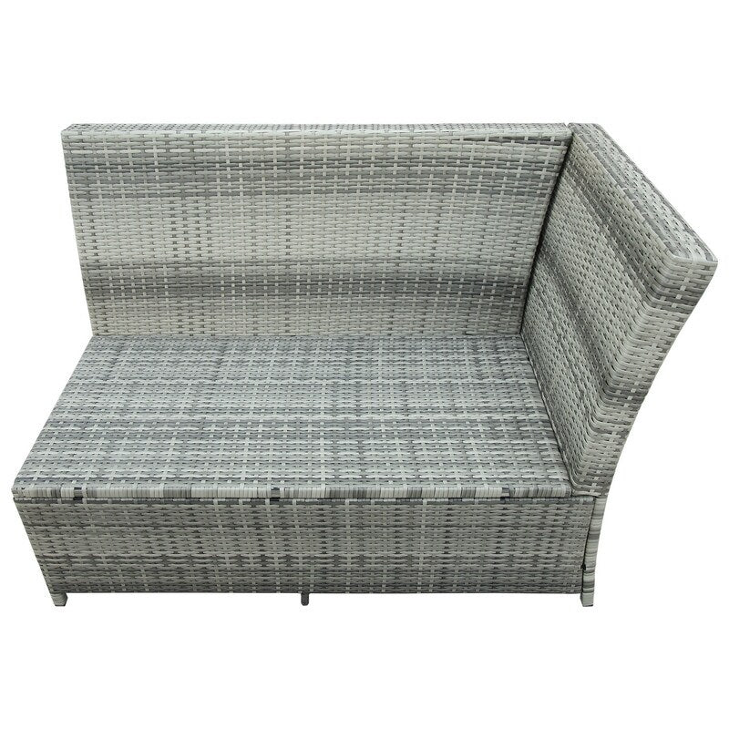 Set of 6 Patio Furniture Set Outdoor Rattan Sectional Sofa with Glass Table Ottomans, Gray