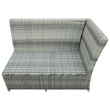 Set of 6 Patio Furniture Set Outdoor Rattan Sectional Sofa with Glass Table Ottomans, Gray