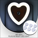 Shop lc Set of 6 White Heart Shaped Plug in Night LED Light with Sensitive Light Sensor - 2.56x2.68 inches