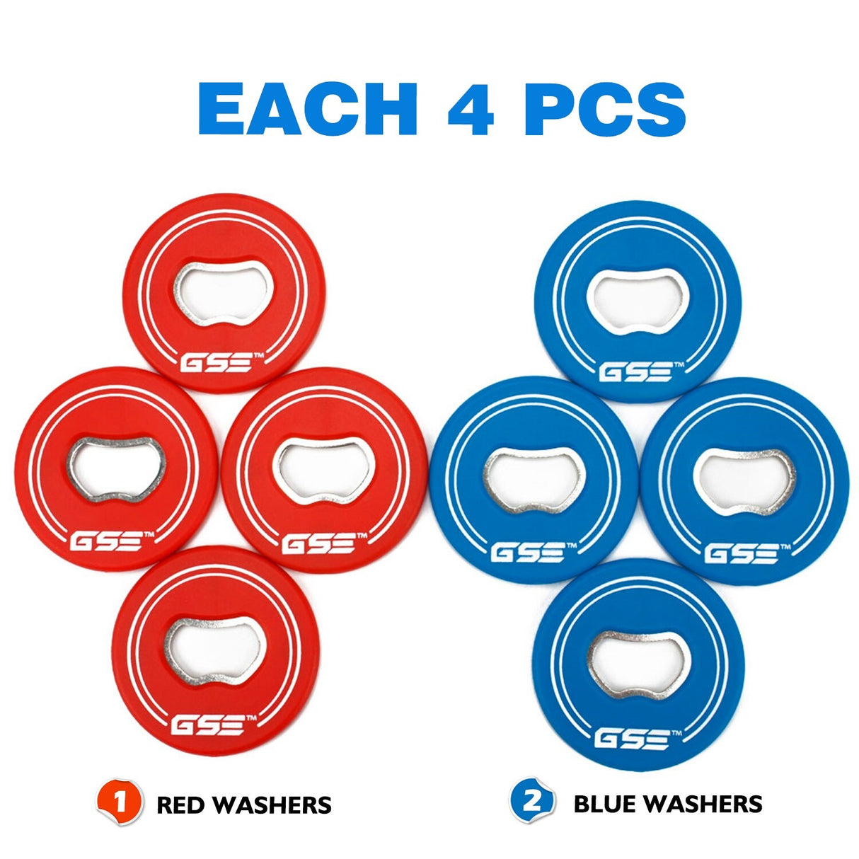 GSE™ Set of 8 Washer Toss Game Replacement Washers with Bottle Opener - Red/Blue