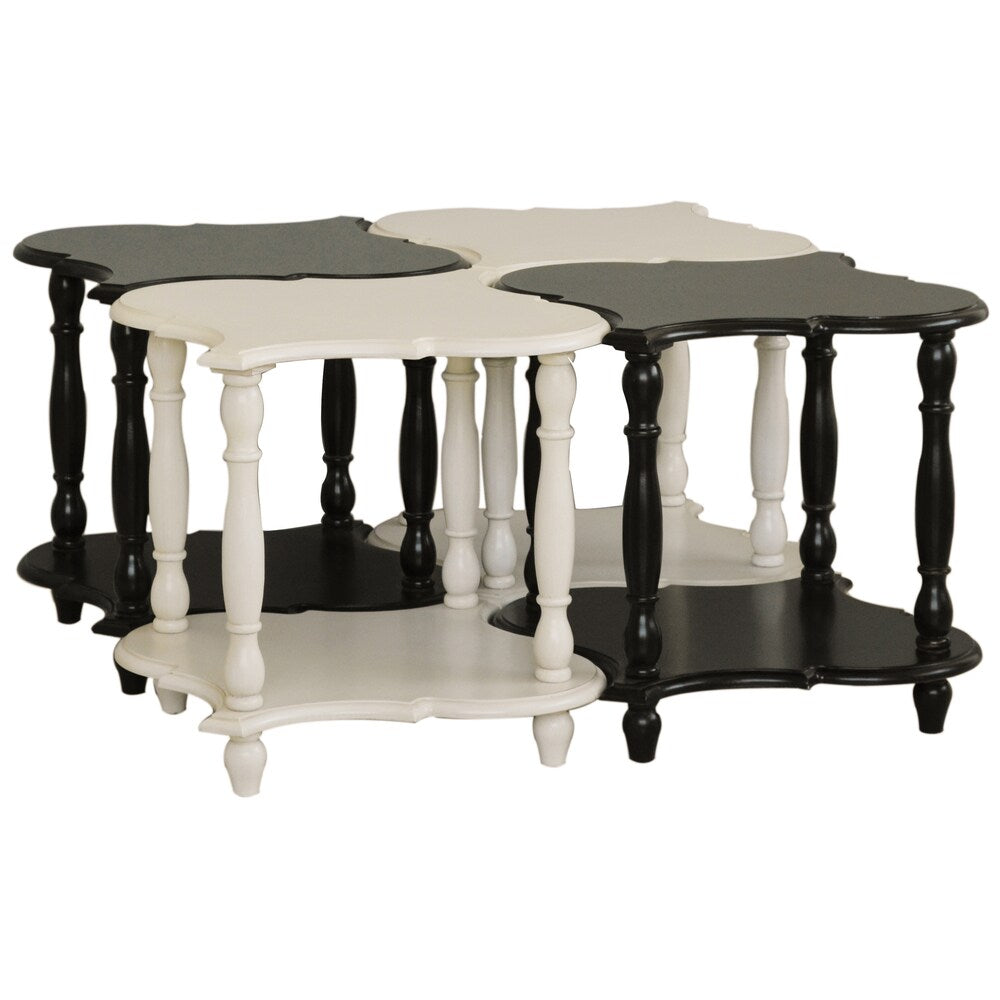 Set of Four Hand Painted Black and White Accent Tables