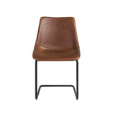 Set of Four White Faux Faux Leather Gold Cantilever Chairs