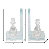 Set of Two 7"H 4" Diameter Frosted Crystal Chess Piece Bookends for Bookshelves in Your Library, Den, Office, Living