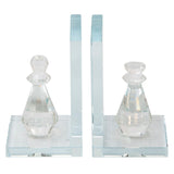 Set of Two 7"H 4" Diameter Frosted Crystal Chess Piece Bookends for Bookshelves in Your Library, Den, Office, Living