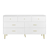 Seven Drawers Large Chest of Drawer Cabinet with Golden Handle and Golden Legs