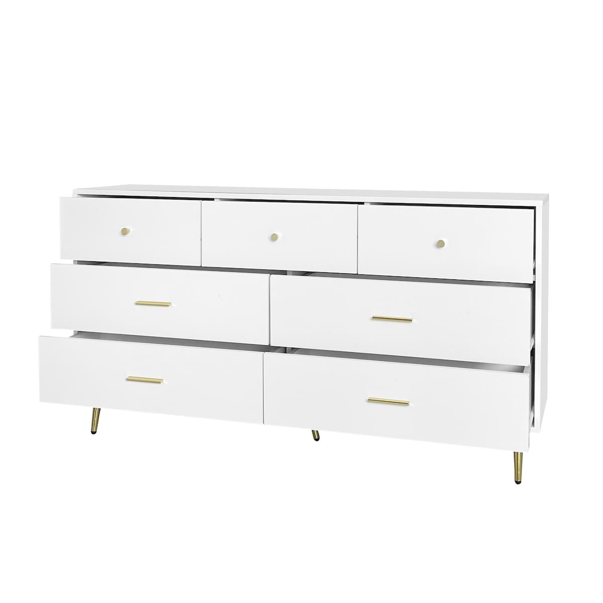 Seven Drawers Large Chest of Drawer Cabinet with Golden Handle and Golden Legs