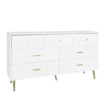 Seven Drawers Large Chest of Drawer Cabinet with Golden Handle and Golden Legs