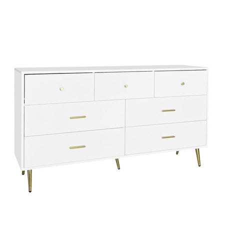 Seven Drawers Large Chest of Drawer Cabinet with Golden Handle and Golden Legs