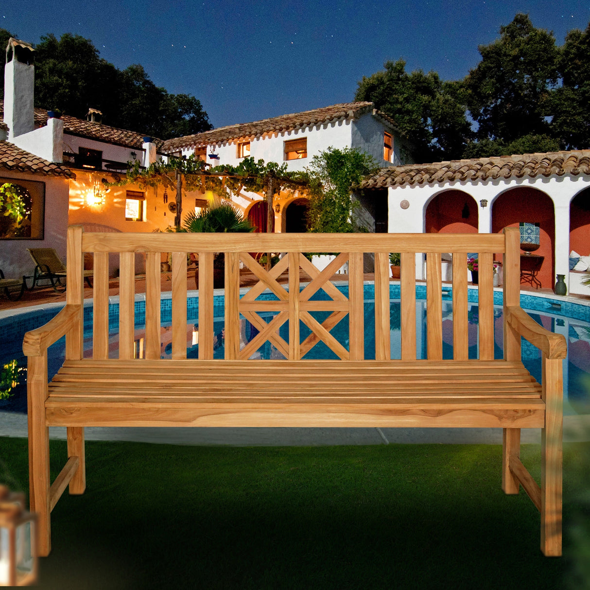Seven Seas Teak Arizona Teak Wood Outdoor Patio Bench, 5 Foot