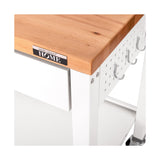 Seville Classics HOME Work Center Island Table with Solid Wood Top, 48" W x 24" D x 36" H, White