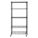 Seville Classics UltraDurable® 5-Tier NSF Steel Wire Shelving, 36" W x 14" D, Black - 36" W x 14" D