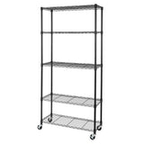 Seville Classics UltraDurable® 5-Tier NSF Steel Wire Shelving, 36" W x 14" D, Black - 36" W x 14" D