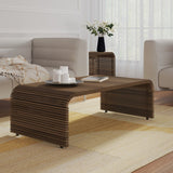 Sevita Brown Wood and Metal Rectangular Coffee Table - 48" W x 26" D x 18"H