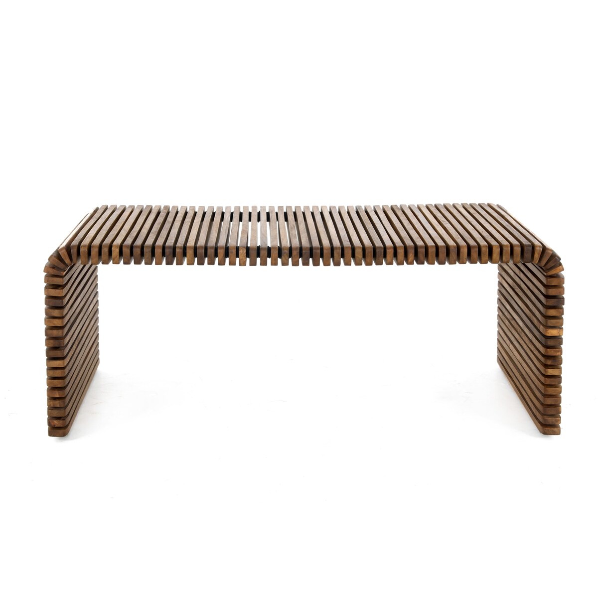 Sevita Brown Wood and Metal Rectangular Coffee Table - 48" W x 26" D x 18"H