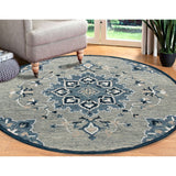 Sevita Grey/Blue Medallion Round Area Rug