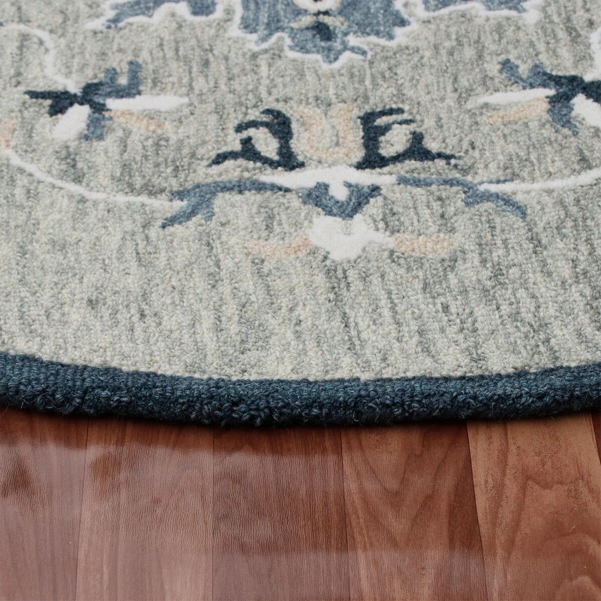 Sevita Grey/Blue Medallion Round Area Rug
