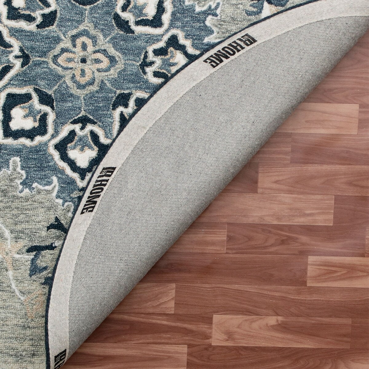 Sevita Grey/Blue Medallion Round Area Rug
