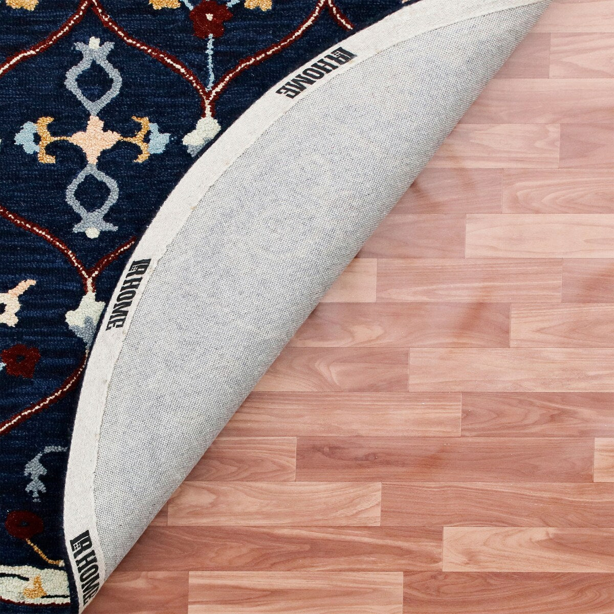 Sevita Navy/Red Trellis Round Area Rug