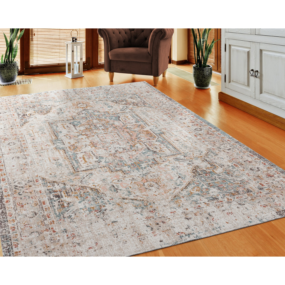 Sevita Patio Medallion Cream Multicolored Indoor Outdoor Rug