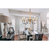 Oaks Aura Rustic Shabby Chic 6-Light Off-White Wood Candle Chandelier - 33 inches