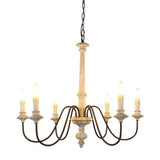 Oaks Aura Rustic Shabby Chic 6-Light Off-White Wood Candle Chandelier - 33 inches