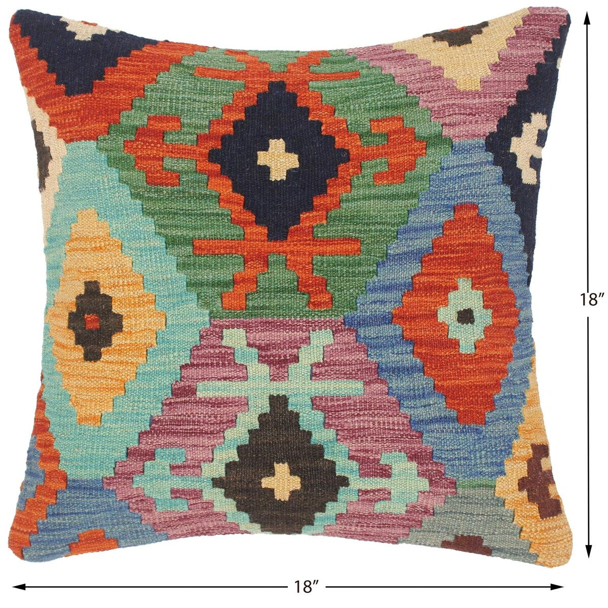 Shabby Chic Abigail Hand-Woven Turkish Kilim Pillow -18 in. x 18 in.
