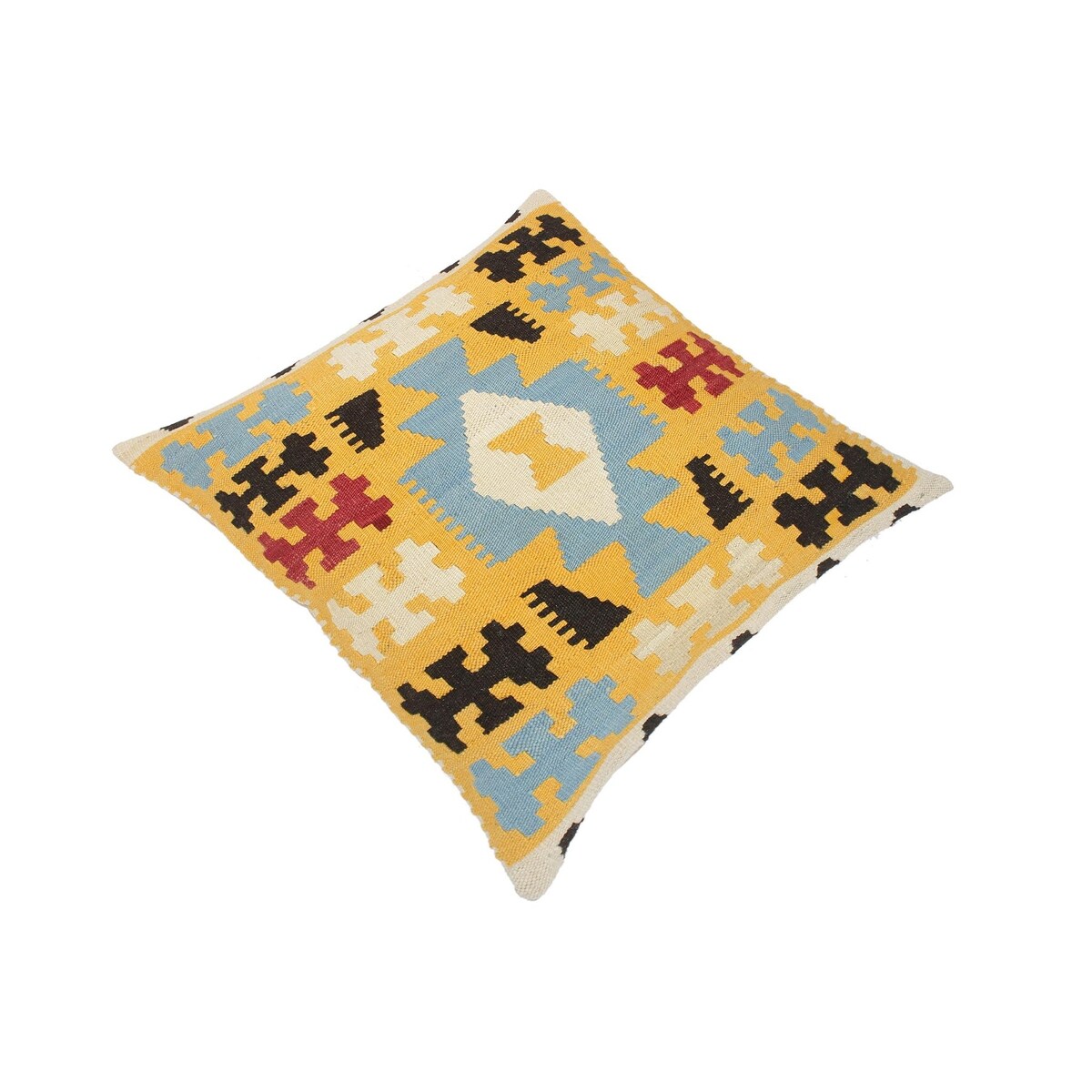 Shabby-Chic Carolann Hand-Woven Turkish Kilim Pillow 21 in. x 22 in.