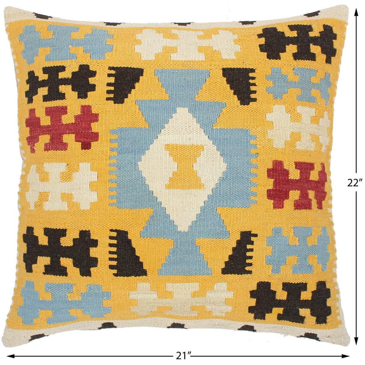 Shabby-Chic Carolann Hand-Woven Turkish Kilim Pillow 21 in. x 22 in.