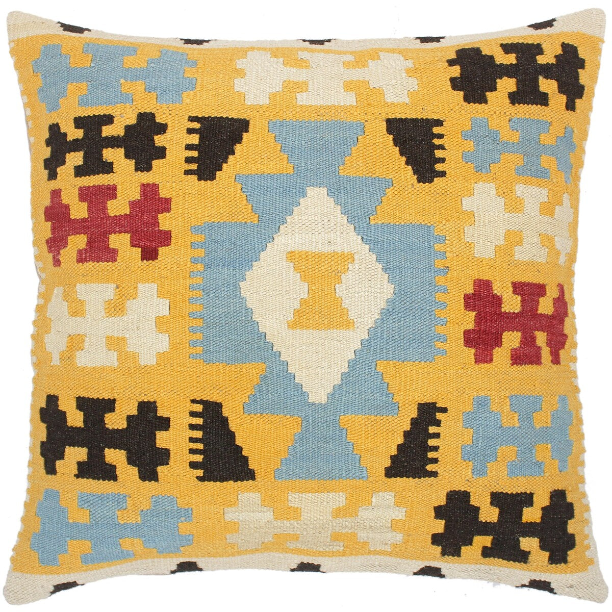 Shabby-Chic Carolann Hand-Woven Turkish Kilim Pillow 21 in. x 22 in.