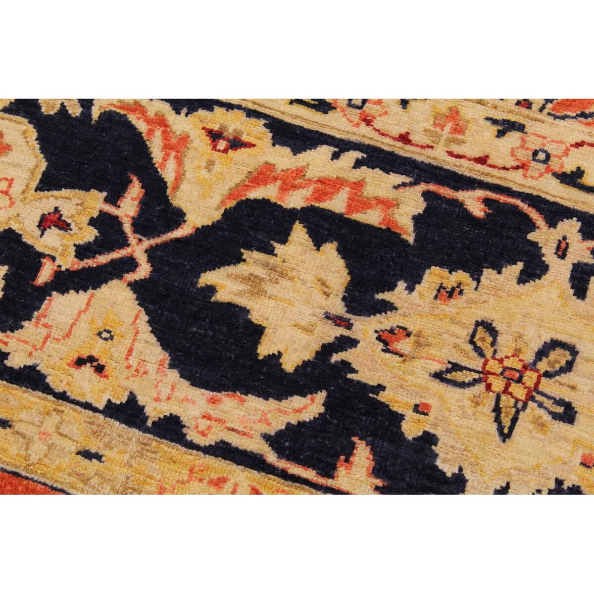 Shabby Chic Kafkaz Peshawar Risa Orange/Blue Wool Rug (9'2 x 11'10) - 9 ft. 2 in. x 11 ft. 10 in.