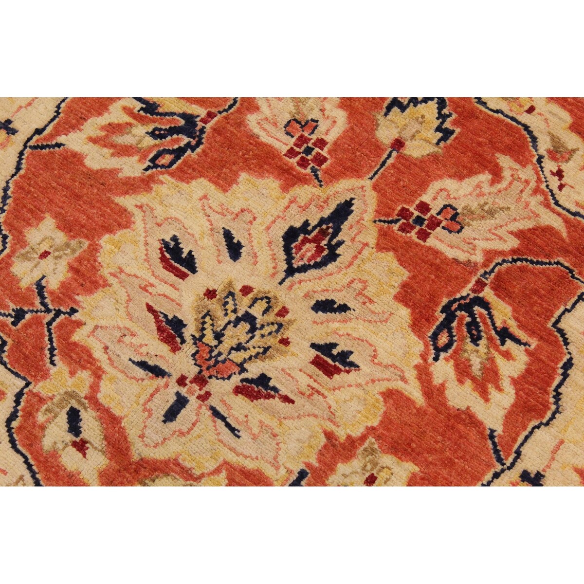 Shabby Chic Kafkaz Peshawar Risa Orange/Blue Wool Rug (9'2 x 11'10) - 9 ft. 2 in. x 11 ft. 10 in.