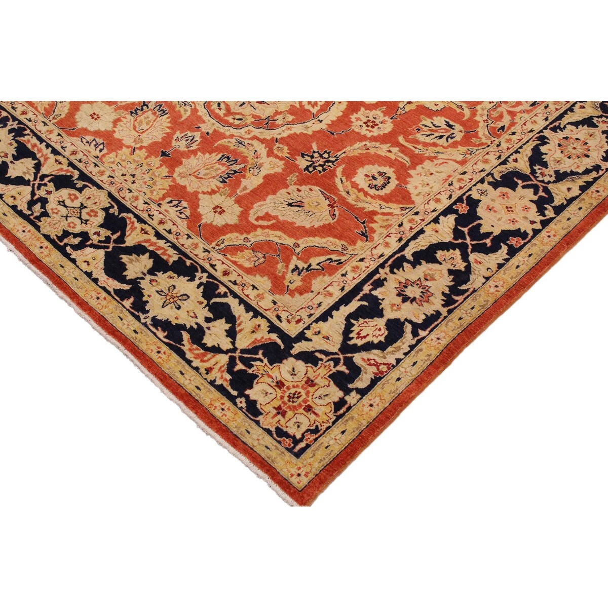 Shabby Chic Kafkaz Peshawar Risa Orange/Blue Wool Rug (9'2 x 11'10) - 9 ft. 2 in. x 11 ft. 10 in.
