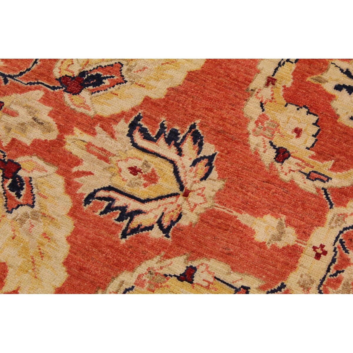 Shabby Chic Kafkaz Peshawar Risa Orange/Blue Wool Rug (9'2 x 11'10) - 9 ft. 2 in. x 11 ft. 10 in.