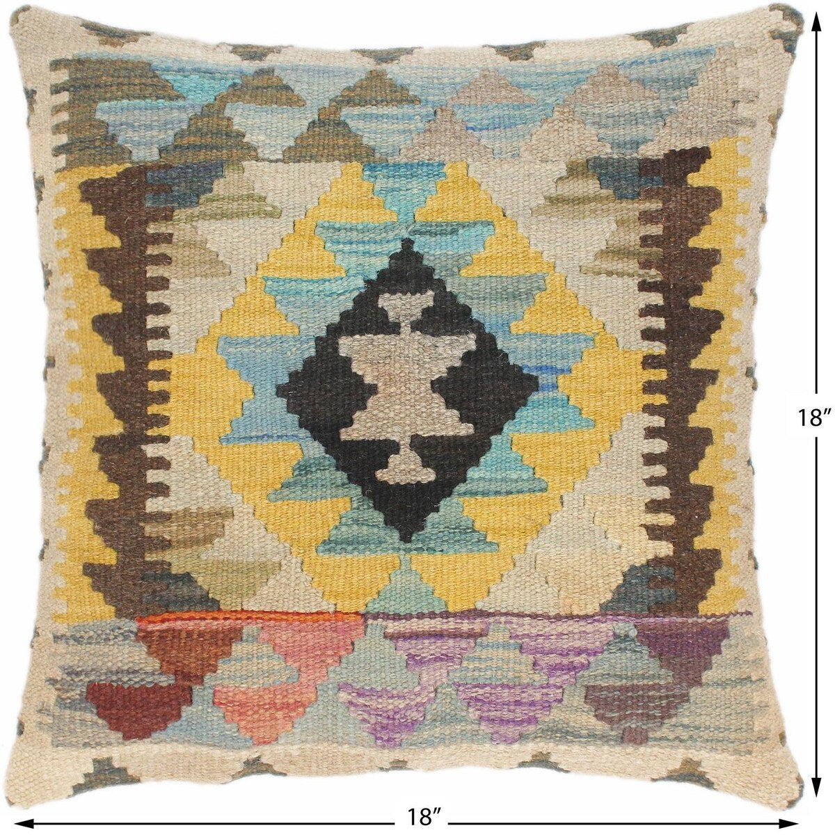 Shabby Chic Liza Hand-Woven Turkish Kilim Throw Pillow 18 in. x 18 in.