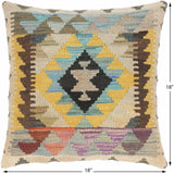 Shabby Chic Liza Hand-Woven Turkish Kilim Throw Pillow 18 in. x 18 in.