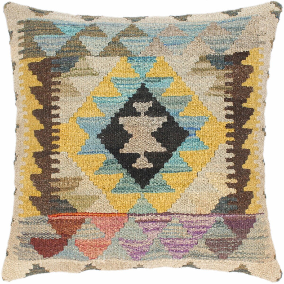 Shabby Chic Liza Hand-Woven Turkish Kilim Throw Pillow 18 in. x 18 in.