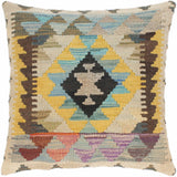 Shabby Chic Liza Hand-Woven Turkish Kilim Throw Pillow 18 in. x 18 in.