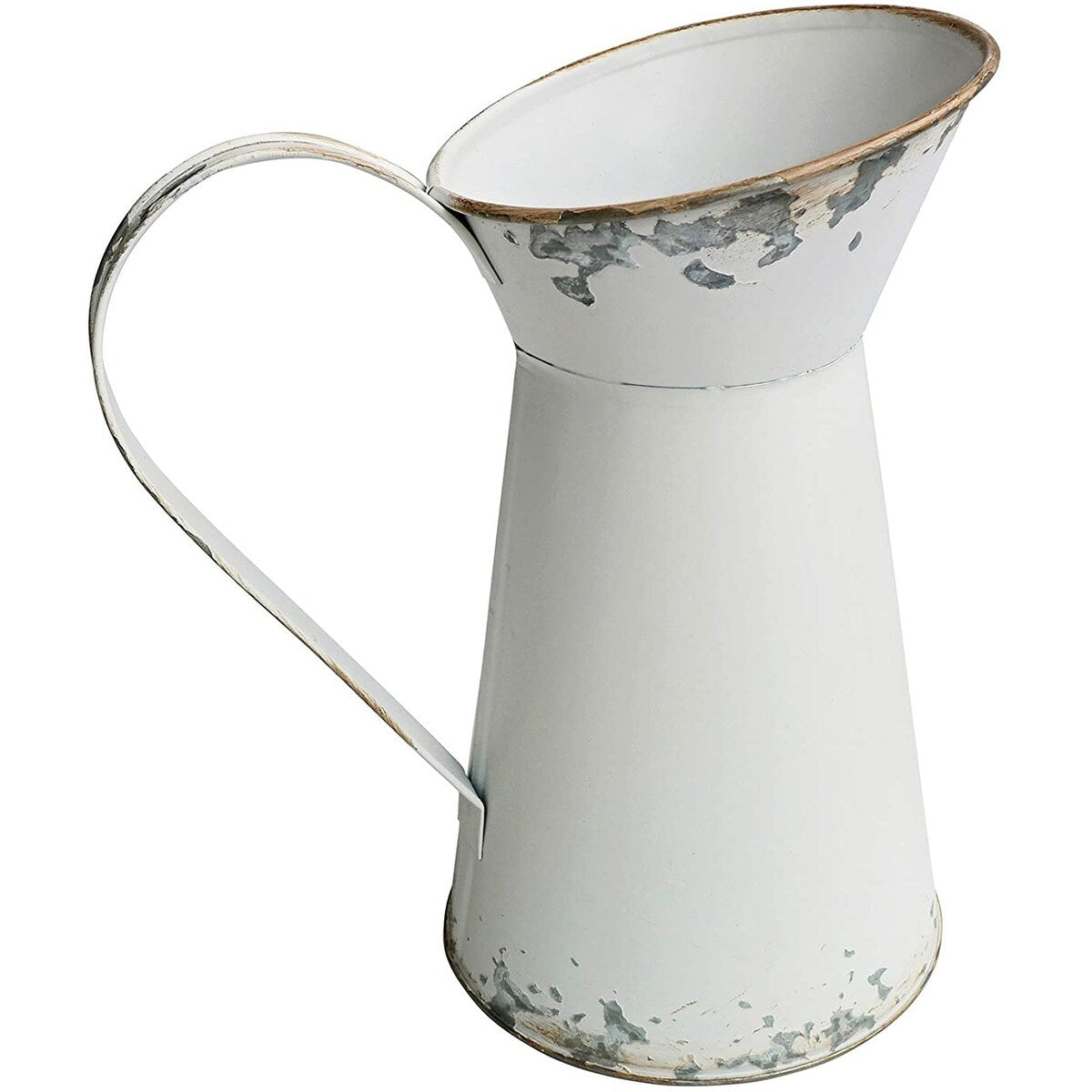 Shabby Chic Style White Metal Vase Jug Rustic Pitcher