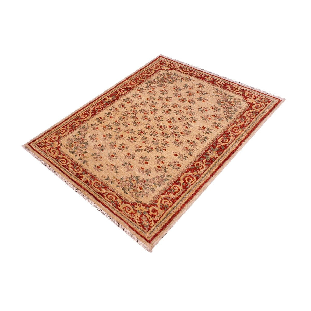 Shabby Chic Ziegler Richelle Ivory Red Hand-Knotted Wool Rug - 3'1'' x 5'2''