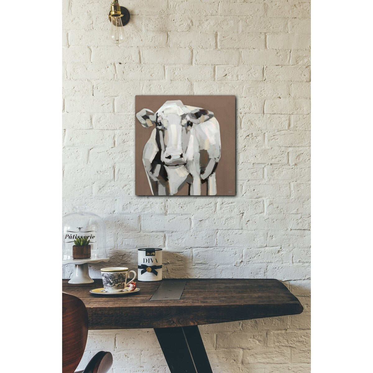 Shaded Cow II 16x16 Gallery Wrapped Stretched Canvas