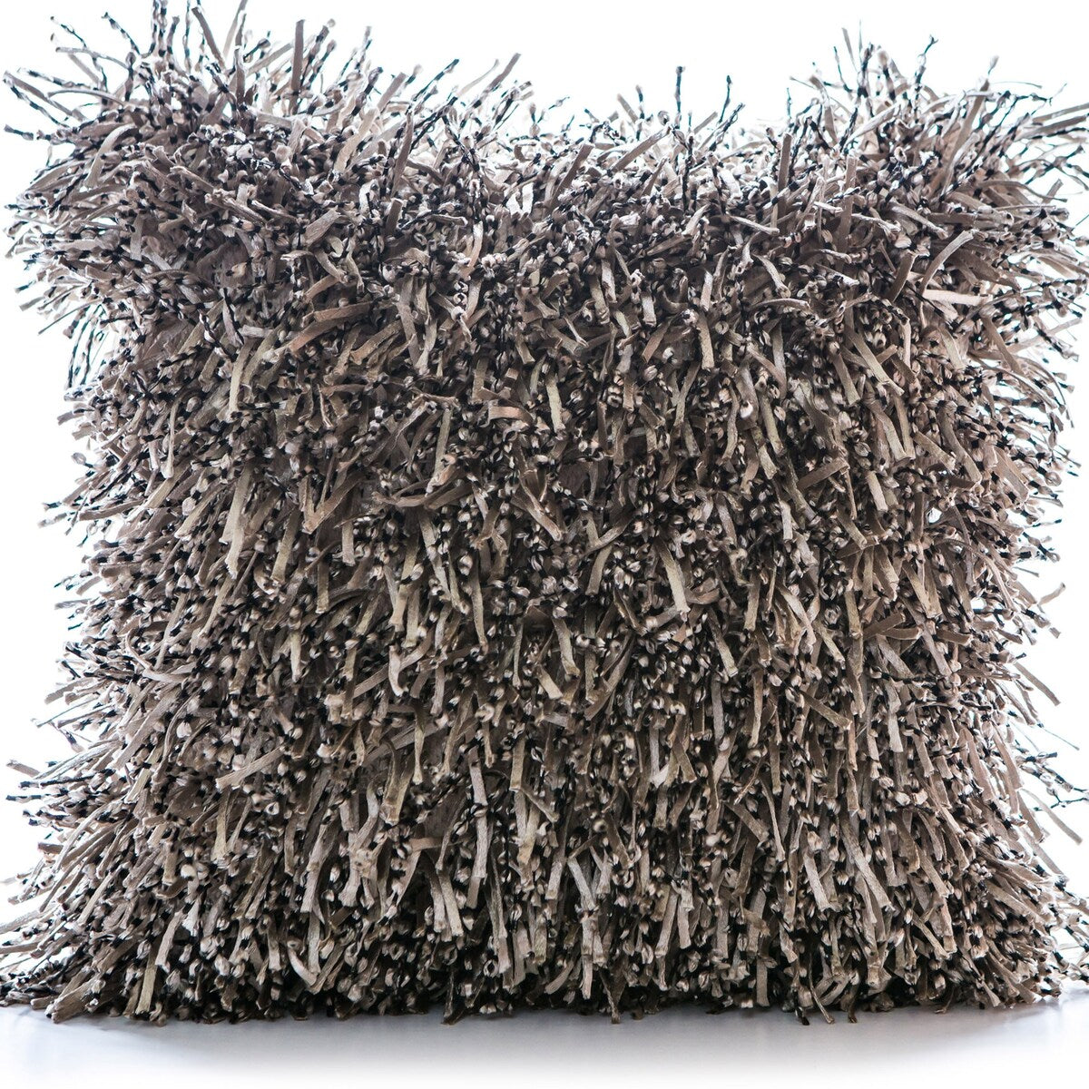 Gouchee Home Shaggy Beige Cushion 18 in. x 18 in. Throw Pillow