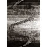 Shaggy Viscose Vibrant Gradient Pattern Hand Tufted Shag Area Rug Black Gray Silver - 8' x 11'