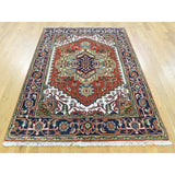 Shahbanu Rugs 100 Percent Wool Hand-Knotted Red Heriz Oriental Rug (4'0" x 6'0") - 4'0" x 6'0"