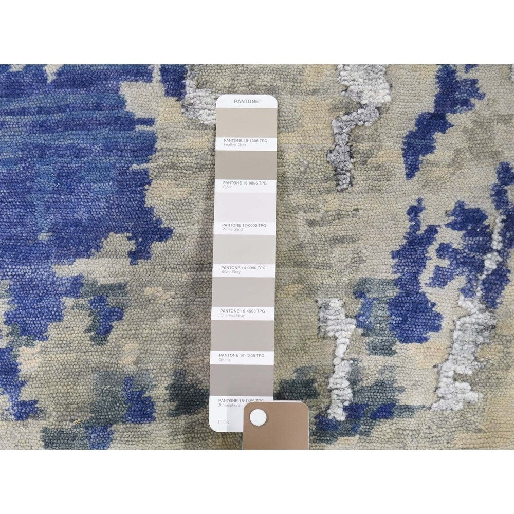 Shahbanu Rugs Abstract Design Wool And Silk Hand-Knotted Modern Rug (9'0" x 12'1") - 9'0" x 12'1"