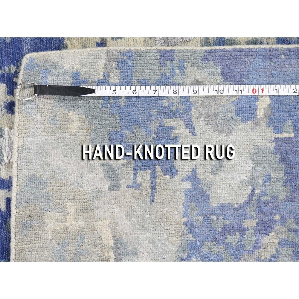 Shahbanu Rugs Abstract Design Wool And Silk Hand-Knotted Modern Rug (9'0" x 12'1") - 9'0" x 12'1"