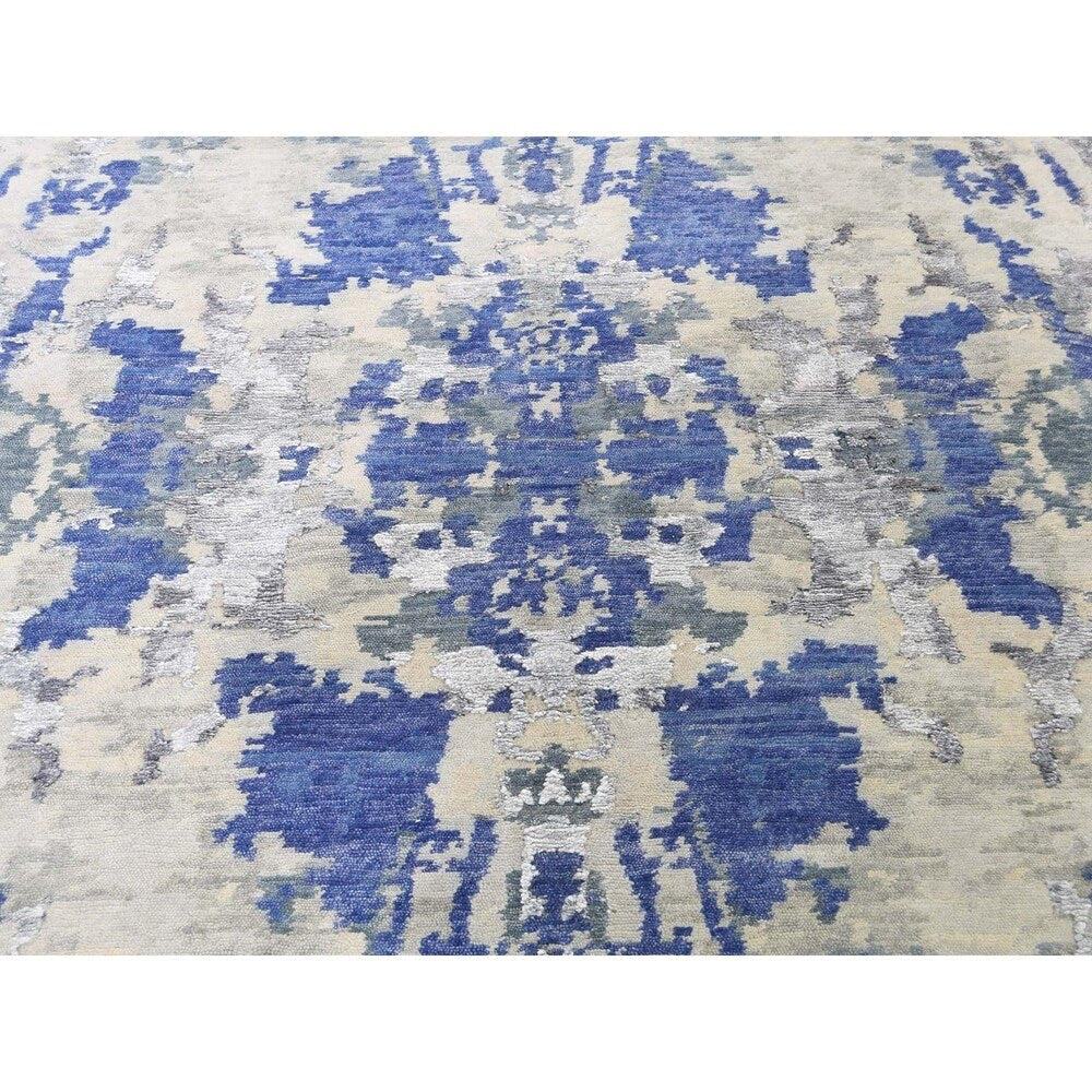 Shahbanu Rugs Abstract Design Wool And Silk Hand-Knotted Modern Rug (9'0" x 12'1") - 9'0" x 12'1"